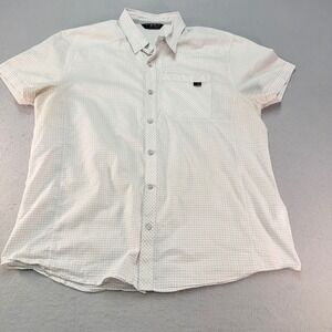 Arcteryx Mens Cream Checkered Short Sleeve Button‎ Down Shirt Outdoor Casual